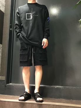 「B'2nd（ビーセカンド）のアイテム（サンダル）」を使った、岡田さん（メンズ・172cm）の夏コーディネート