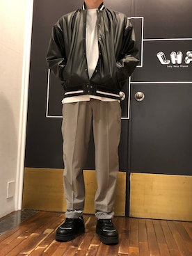 「B'2nd（ビーセカンド）のアイテム（レッグウェア）」を使った、岡田さん（メンズ・172cm）の秋コーディネート