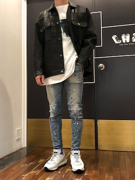 「B'2nd（ビーセカンド）のアイテム（レッグウェア）」を使った、岡田さん（メンズ・172cm）の秋コーディネート