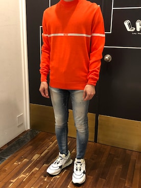 「MSGM（エムエスジーエム）のアイテム」を使った、岡田さん（メンズ・172cm）の秋コーディネート