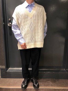 「B'2nd（ビーセカンド）のアイテム（レッグウェア）」を使った、岡田さん（メンズ・172cm）の夏コーディネート