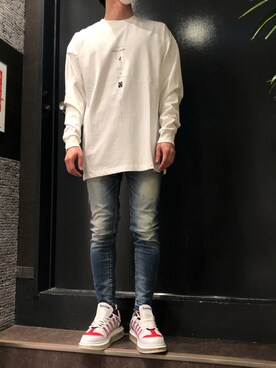 「B'2nd（ビーセカンド）のアイテム（スニーカー）」を使った、岡田さん（メンズ・172cm）の夏コーディネート