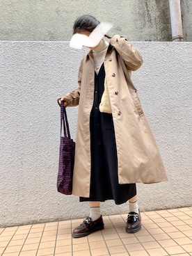 「ボア」｜「アイテム（ステンカラーコート）」を使った、saaoさん（レディース・153cm）の冬コーディネート