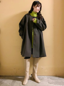 「ケーブルニット」｜「アイテム（音楽/本・雑誌）」を使った、marinaさん（レディース・158cm）の冬コーディネート