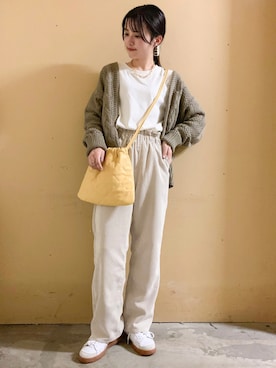 「ケーブルニット」｜「アイテム（財布/小物）」を使った、marinaさん（レディース・158cm）の冬コーディネート