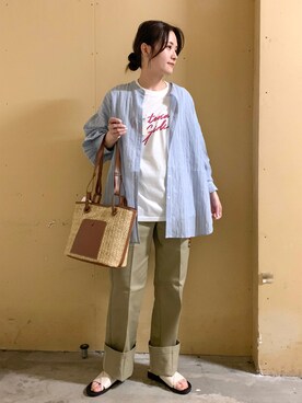 「ペーパーバッグ」｜「アイテム（財布/小物）」を使った、marinaさん（レディース・158cm）の春コーディネート