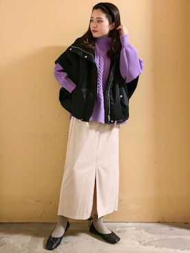 「アイテム（音楽/本・雑誌）」を使った、marinaさん（レディース・158cm）の冬コーディネート