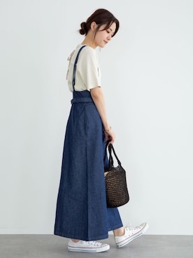 「converse」｜「アイテム（ジャンパースカート）」を使った、marinaさん（レディース・158cm）の夏コーディネート