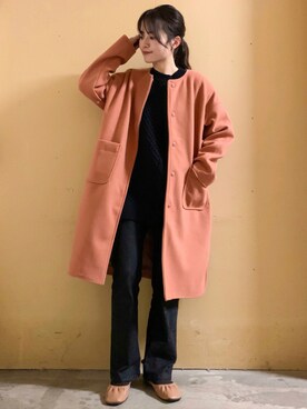 「ケーブルニット」｜「アイテム（音楽/本・雑誌）」を使った、marinaさん（レディース・158cm）の冬コーディネート