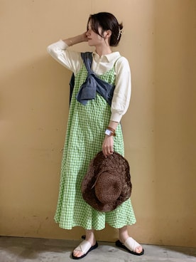 「ごきげんウィーク」｜「アイテム（帽子）」を使った、marinaさん（レディース・158cm）の春コーディネート