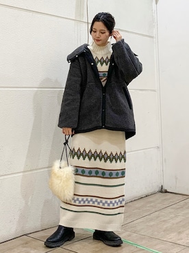 「Green　Parks（グリーンパークス）のアイテム（ブルゾン）」を使った、marinaさん（レディース・158cm）の冬コーディネート