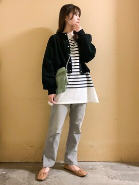 「アイテム（バッグ、オレンジ系）」を使った、marinaさん（レディース・158cm）の冬コーディネート