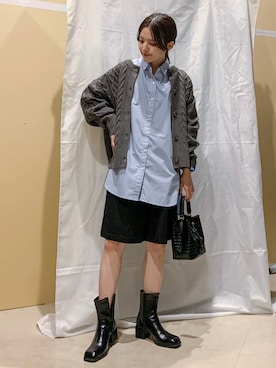 「ケーブルニット」｜「アイテム（音楽/本・雑誌）」を使った、marinaさん（レディース・158cm）の秋コーディネート
