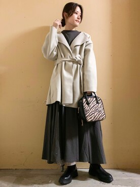 「コーディガン」｜「アイテム（その他アウター）」を使った、marinaさん（レディース・158cm）の秋コーディネート