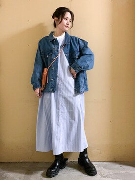 「アイテム（バッグ、オレンジ系）」を使った、marinaさん（レディース・158cm）の冬コーディネート