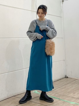 「アイテム（音楽/本・雑誌）」を使った、marinaさん（レディース・158cm）の冬コーディネート