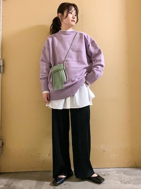 「アイテム（バッグ、オレンジ系）」を使った、marinaさん（レディース・158cm）の冬コーディネート