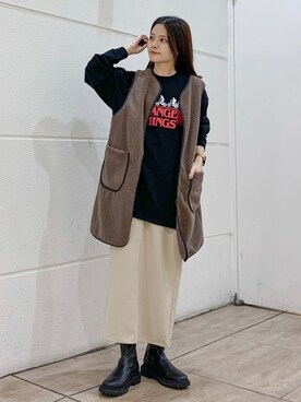 「Green　Parks（グリーンパークス）のアイテム（その他アウター）」を使った、marinaさん（レディース・158cm）の秋コーディネート