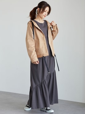 「Green　Parks（グリーンパークス）のアイテム（ブルゾン）」を使った、marinaさん（レディース・158cm）の秋コーディネート