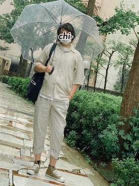 「Yohji Yamamoto（ヨウジヤマモト）のアイテム（バッグ）」を使った、chi-さん（メンズ・168cm）の夏コーディネート