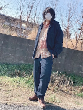 「GU（ジーユー）のアイテム（セットアップ）」を使った、chi-さん（メンズ・168cm）の冬コーディネート