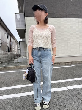 「アイテム（キャミソール、ホワイト系）」を使った、ayuさん（レディース・162cm）の夏コーディネート
