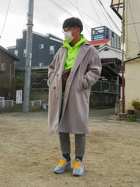 「WEGO（ウィゴー）のアイテム（チェスターコート）」を使った、H.S@yonoiさん（メンズ・175cm）の冬コーディネート