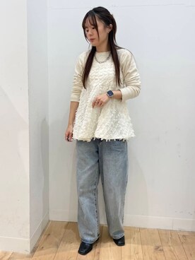 「SENSE OF PLACE by URBAN RESEARCH（センスオブプレイスバイアーバンリサーチ）のジャガードドッキングセーター（ニット/セーター）」を使った、かんちゃんさん（レディース・163cm）の冬コーディネート