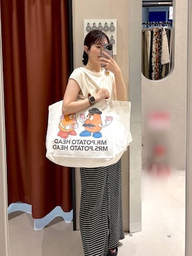 「LOWRYS FARM（ローリーズファーム）のTOY STORY(トイ・ストーリー)/トートＢＡＧ 840062（トートバッグ、その他）」を使った、maruさん（レディース・160cm）の夏コーディネート