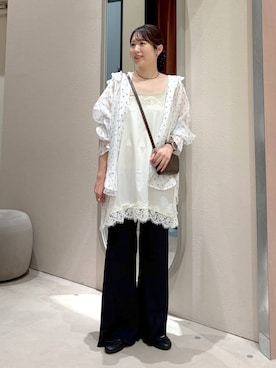 「LOWRYS FARM（ローリーズファーム）のバレエシューズ 1049086（バレエシューズ、ブラック系）」を使った、maruさん（レディース・160cm）の夏コーディネート