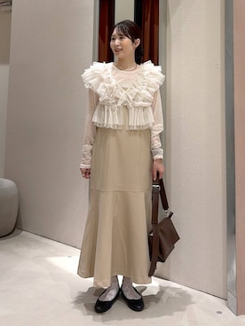 「LOWRYS FARM（ローリーズファーム）の【500mlペットボトル収納可】フラップショルダーＢＡＧ 1046881（ショルダーバッグ、ブラウン系）」を使った、maruさん（レディース・160cm）の秋コーディネート