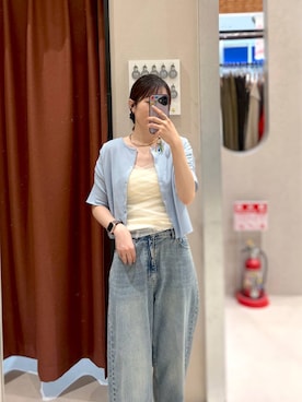 「LOWRYS FARM（ローリーズファーム）のチュールレイヤードキャミ 1045806（キャミソール、ホワイト系）」を使った、maruさん（レディース・160cm）の夏コーディネート