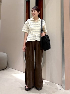 「LOWRYS FARM（ローリーズファーム）のマルチポケットショルダーＢＡＧ 1000269（ショルダーバッグ、ブラック系）」を使った、maruさん（レディース・160cm）の夏コーディネート