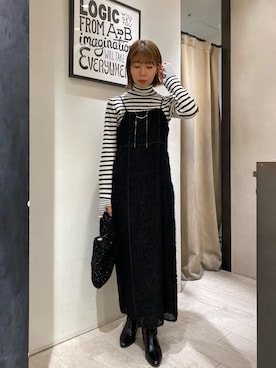 「CAPRICIEUX LE'MAGE（カプリシューレマージュ）のストレッチショートブーツ（ブーツ）」を使った、ike_lemageさん（レディース・164cm）の秋コーディネート