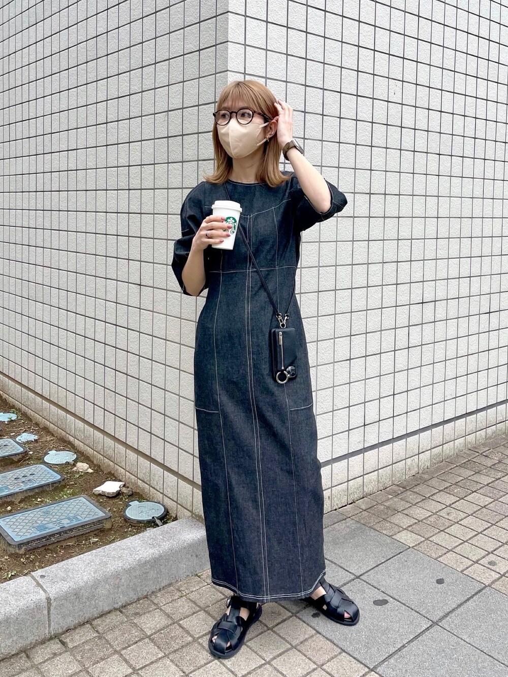 CAPRICIEUX LE'MAGE パネル切替ステッチワンピース　デニム CAPRICIEUX LE'MAGE パネル切替ステッチワンピース パネル
