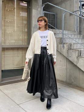 「CAPRICIEUX LE'MAGE（カプリシューレマージュ）のストレッチショートブーツ（ブーツ）」を使った、ike_lemageさん（レディース・164cm）の秋コーディネート