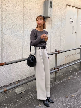 「スリット」｜「アイテム（ニットキャップ/ビーニー）」を使った、ike_lemageさん（レディース・164cm）の秋コーディネート