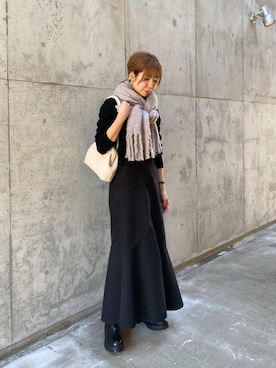 「ケーブルニット」｜「アイテム（スウェット）」を使った、ike_lemageさん（レディース・164cm）の冬コーディネート