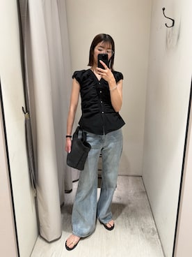 「CAPRICIEUX LE'MAGE（カプリシューレマージュ）のウェリントンメガネ（サングラス、シルバー系）」を使った、ike_lemageさん（レディース・164cm）の夏コーディネート