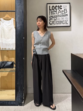 「CAPRICIEUX LE'MAGE（カプリシューレマージュ）のレーストリミングノースリニット（ニット/セーター、グレー系）」を使った、ike_lemageさん（レディース・164cm）の夏コーディネート