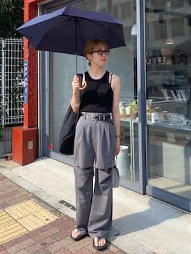 「スリットパンツ」｜「アイテム（その他）」を使った、ike_lemageさん（レディース・164cm）の夏コーディネート