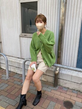 「モヘアカーディガン」｜「アイテム（その他）」を使った、ike_lemageさん（レディース・164cm）の秋コーディネート