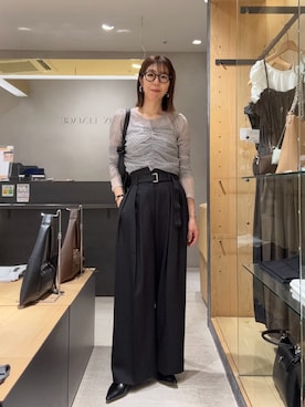 「CAPRICIEUX LE'MAGE（カプリシューレマージュ）の【yuu企画】【サイズ展開あり】アシメウエストパンツ（その他パンツ、ブラック系）」を使った、ike_lemageさん（レディース・164cm）の夏コーディネート