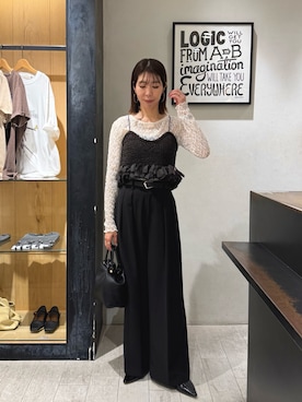 「CAPRICIEUX LE'MAGE（カプリシューレマージュ）の【前後2way】シルバードットレースロンT（Tシャツ/カットソー、ホワイト系）」を使った、ike_lemageさん（レディース・164cm）の秋コーディネート