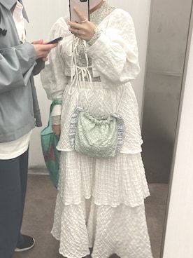 「merry jenny（メリージェニー）のcheckシアーテイアードスカート（スカート）」を使った、ma~さん（レディース・152cm）の春コーディネート