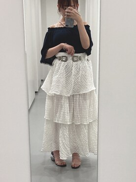 「merry jenny（メリージェニー）のcheckシアーテイアードスカート（スカート）」を使った、ma~さん（レディース・152cm）の夏コーディネート