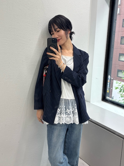 セール】《セットアイテム》ストライプビッグジャケット（テーラード