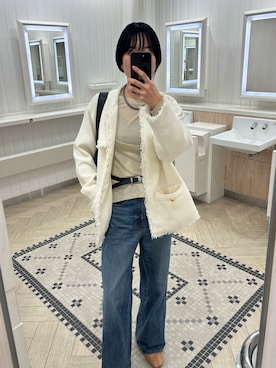 「SHENERY（シーナリー）の【インフルエンサー＠akane_nagataコラボ】ツイードジャケット（その他アウター、ホワイト系）」を使った、Akane.Nさん（レディース・167cm）の春コーディネート