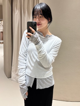 「SHENERY（シーナリー）のレイヤードPack Tee（Tシャツ/カットソー、グレー系）」を使った、Akane.Nさん（レディース・167cm）の春コーディネート