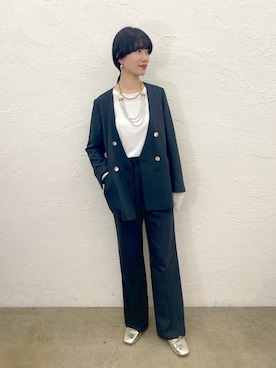 「SHENERY（シーナリー）のアイテム（ノーカラージャケット）」を使った、NAGATA_167cmさん（レディース・167cm）の冬コーディネート